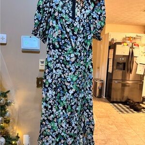 Floral Black and Green Women's Dress